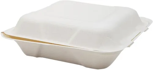 8x8 Bagasse Clamshell Container