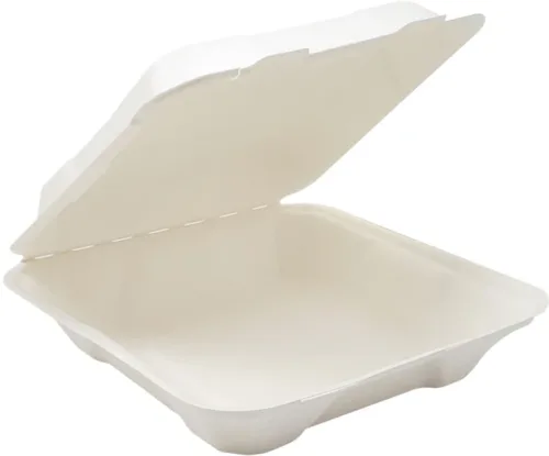 9X9 Bagasse Clamshell Container - Image 2