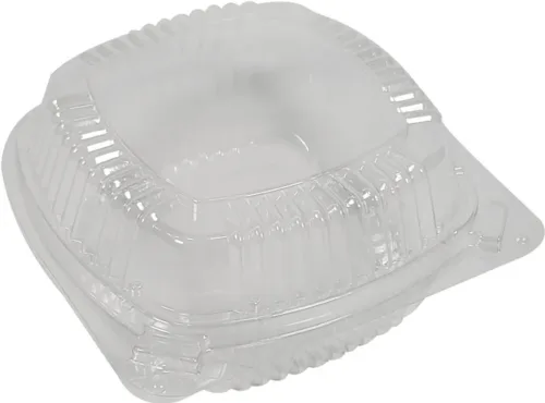 5" Hinged Plastic Container - Clear - 5 1/4x5 1/4x2 1/2