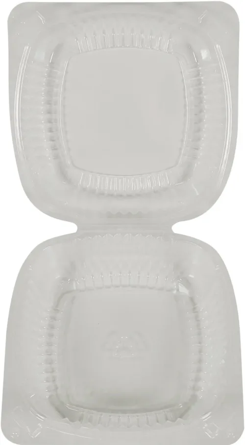 5" Hinged Plastic Container - Clear - 5 1/4x5 1/4x2 1/2 - Image 2
