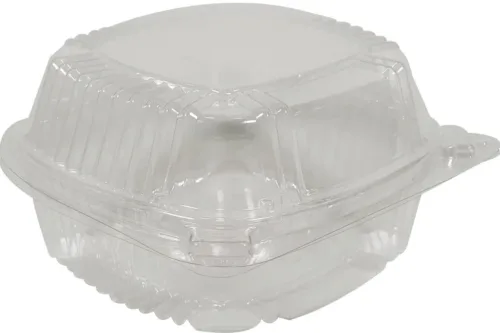 6" Hinged Plastic Container - Clear - 5 3/4x6x3