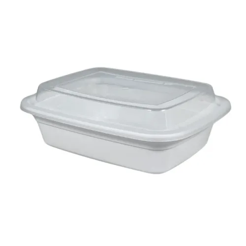 12oz Rectangle Plastic Container - White - Image 2