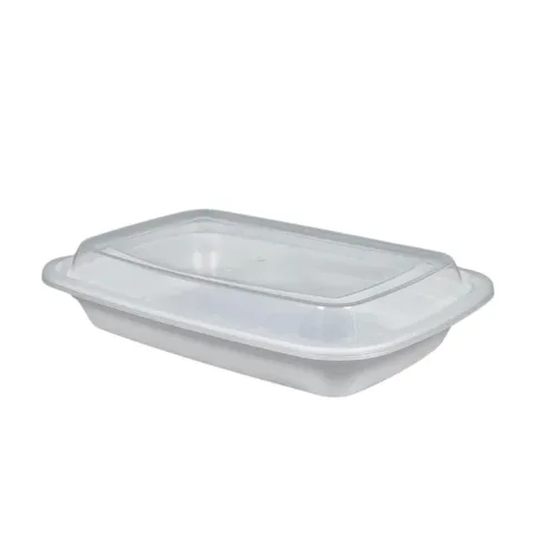 16oz Rectangle Plastic Container - White - Image 2